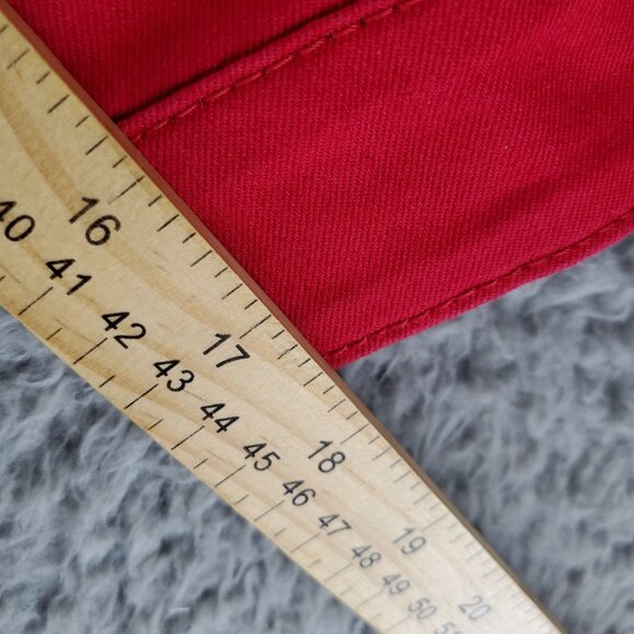 Christopher & Banks Jacket Women Large Red Denim Button Front Rhinestone Trucker - Picture 8 of 10